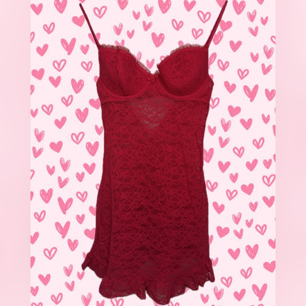 Victoria’s Secret red lace lingerie dress